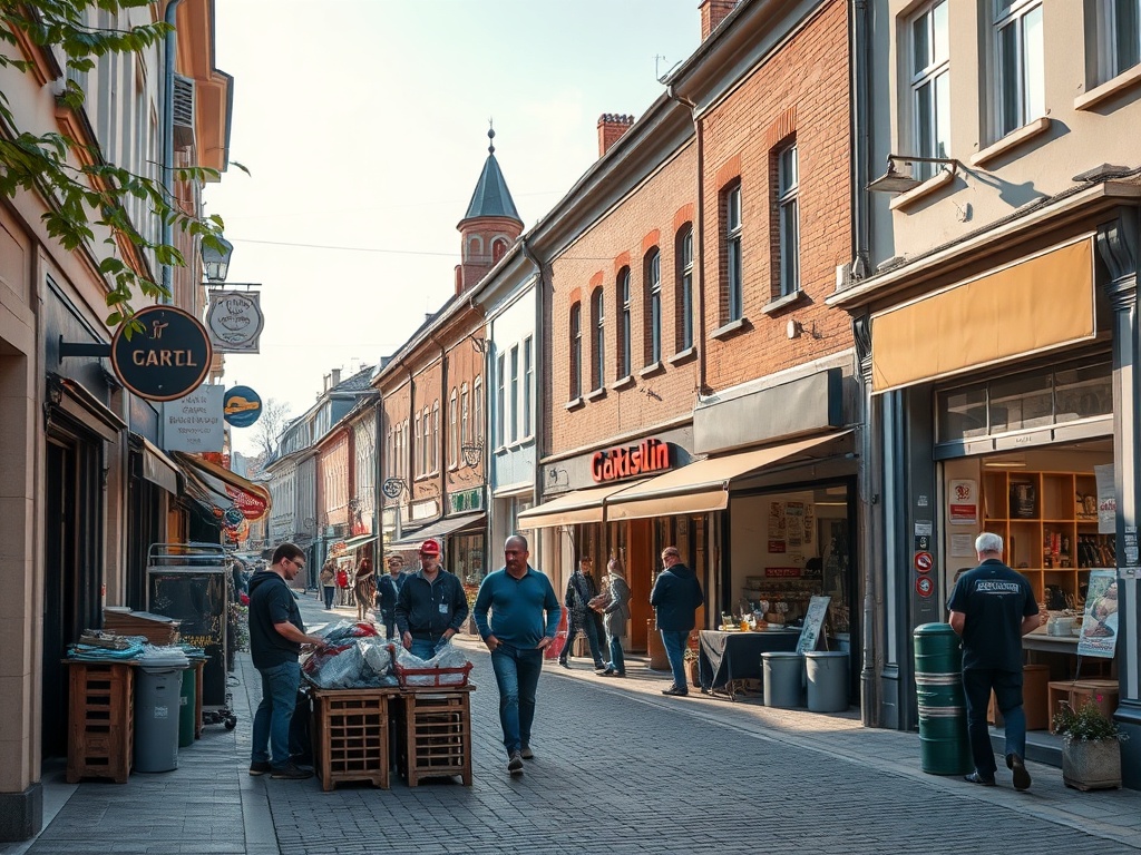 Mapa Polski z zaznaczonym Garwolinem i ikoną symbolizującą fundusze europejskie
