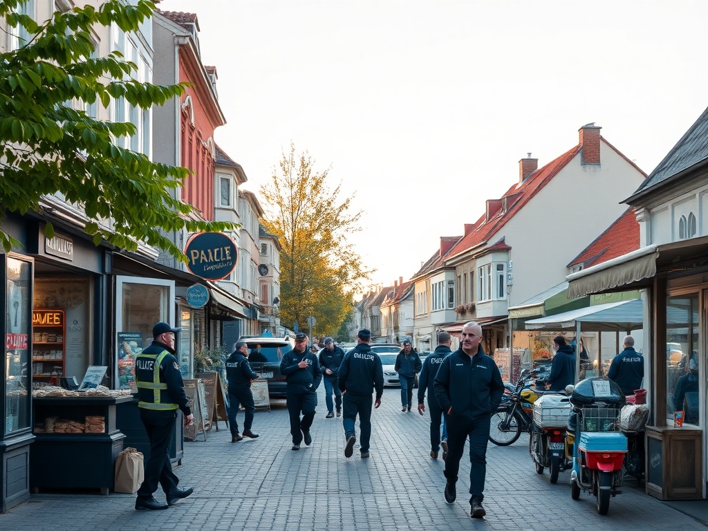 Policjant w mundurze przed budynkiem Komendy Powiatowej Policji w Garwolinie - oferta pracy